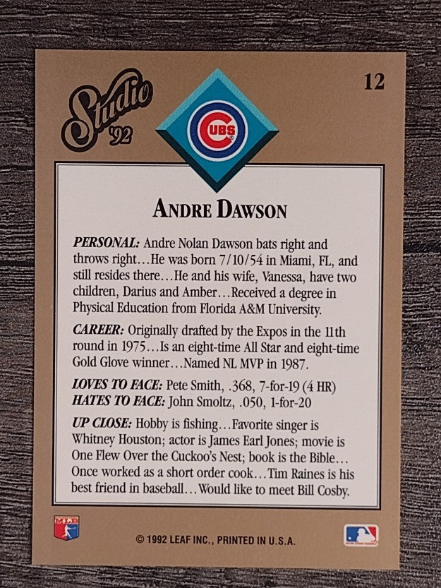 1992 Studio #12 Andre Dawson