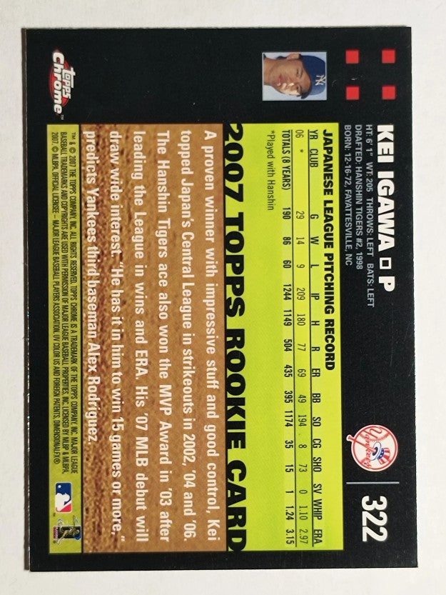 2007 Topps Chrome #322a Kei Igawa RC
