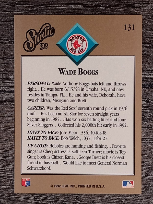 1992 Studio #131 Wade Boggs