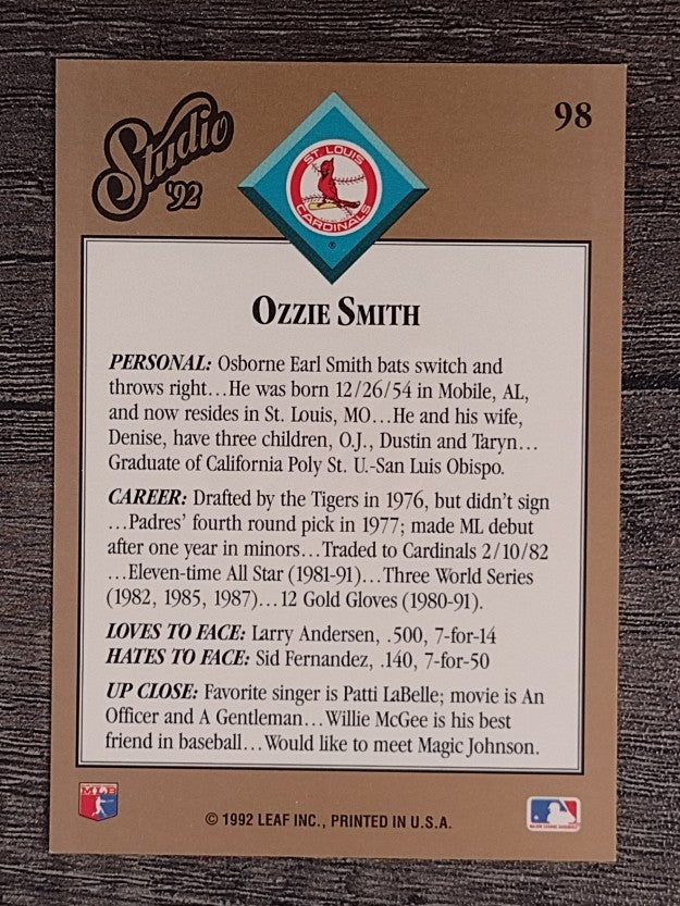 1992 Studio #98 Ozzie Smith