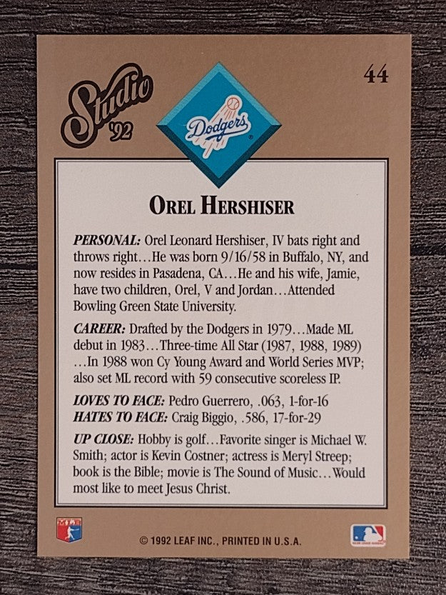 1992 Studio #44 Orel Hershiser