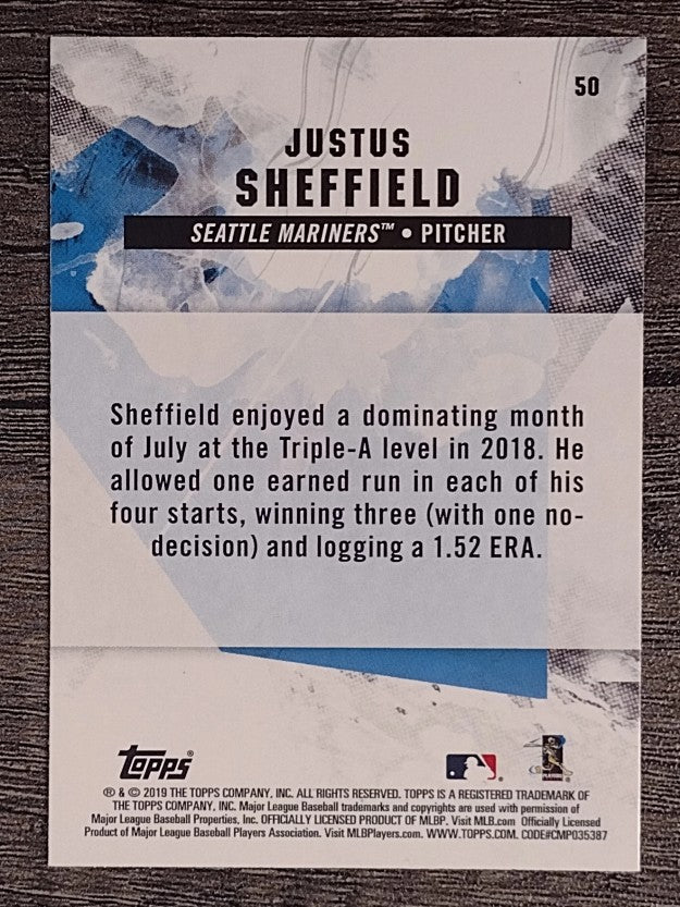 2019 Topps Fire #50 Justus Sheffield RC
