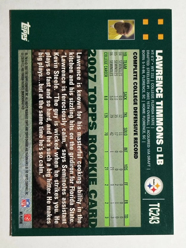 2007 Topps Chrome #TC243 Lawrence Timmons RC