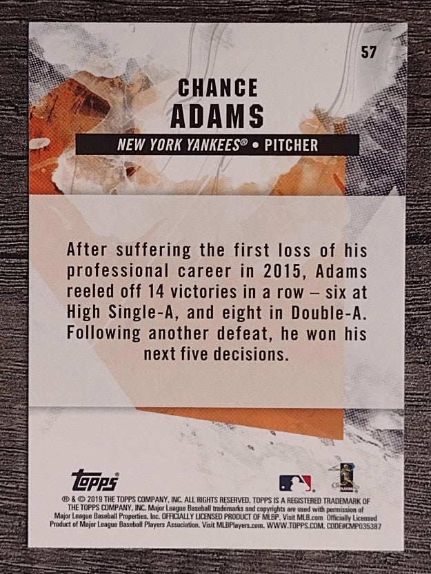 2019 Topps Fire #57 Chance Adams RC