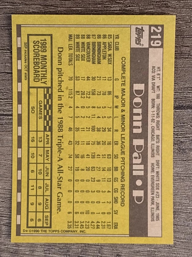 1990 Topps #219 Donn Pall