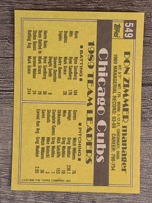 1990 Topps #549 Don Zimmer MG