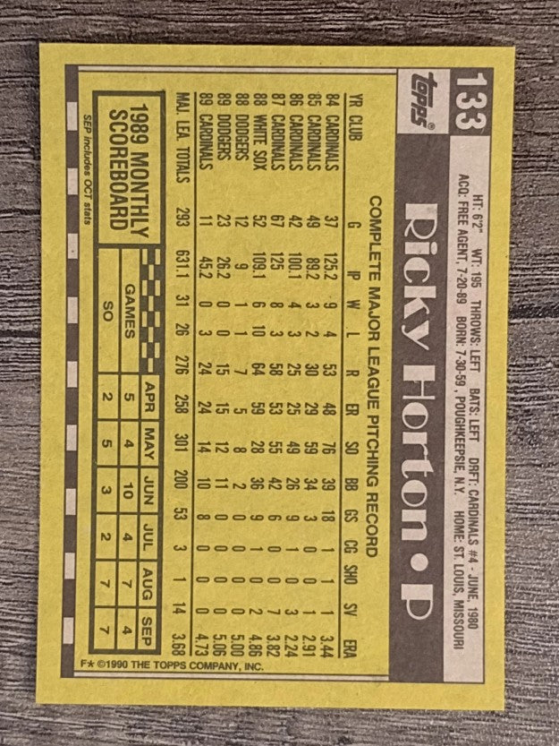 1990 Topps #133 Ricky Horton