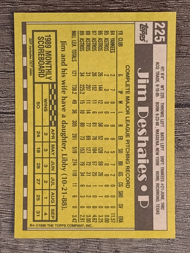 1990 Topps #225 Jim Deshaies