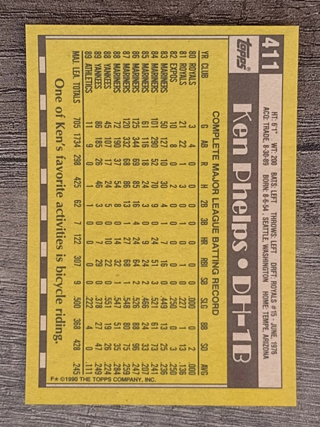 1990 Topps #411 Ken Phelps