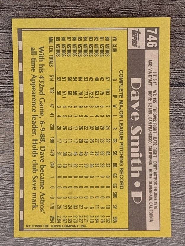 1990 Topps #746 Dave Smith
