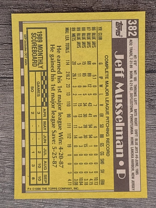 1990 Topps #382 Jeff Musselman