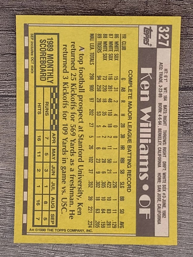 1990 Topps #327 Ken Williams