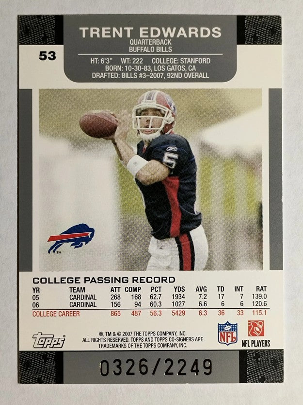 2007 Topps Co-Signers #53 Trent Edwards RC
