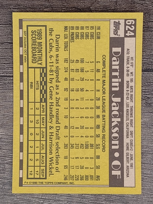 1990 Topps #624 Darrin Jackson