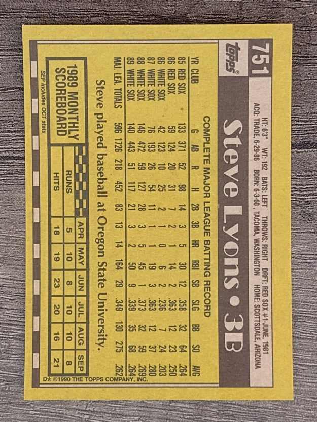 1990 Topps #751 Steve Lyons