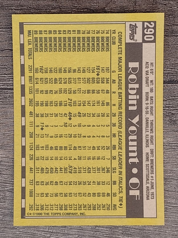 1990 Topps #290 Robin Yount