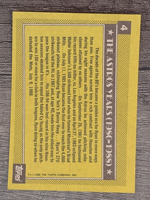 1990 Topps #4 Nolan Ryan Astros