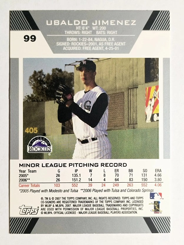 2007 Topps Co-Signers #99a Ubaldo Jimenez