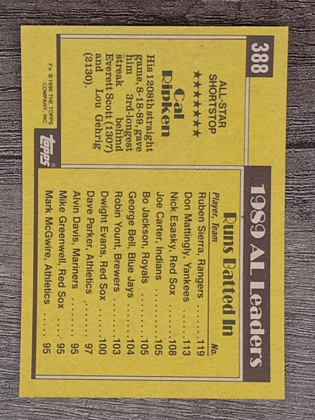 1990 Topps #388 Cal Ripken AS