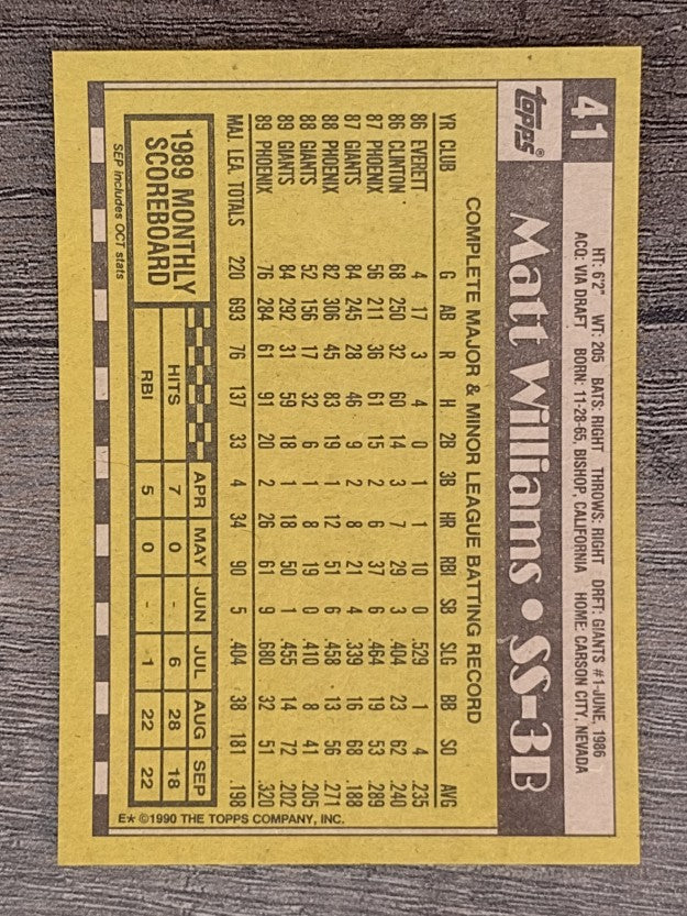 1990 Topps #41 Matt Williams