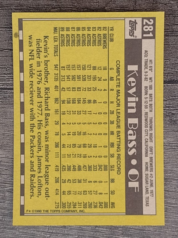 1990 Topps #281 Kevin Bass
