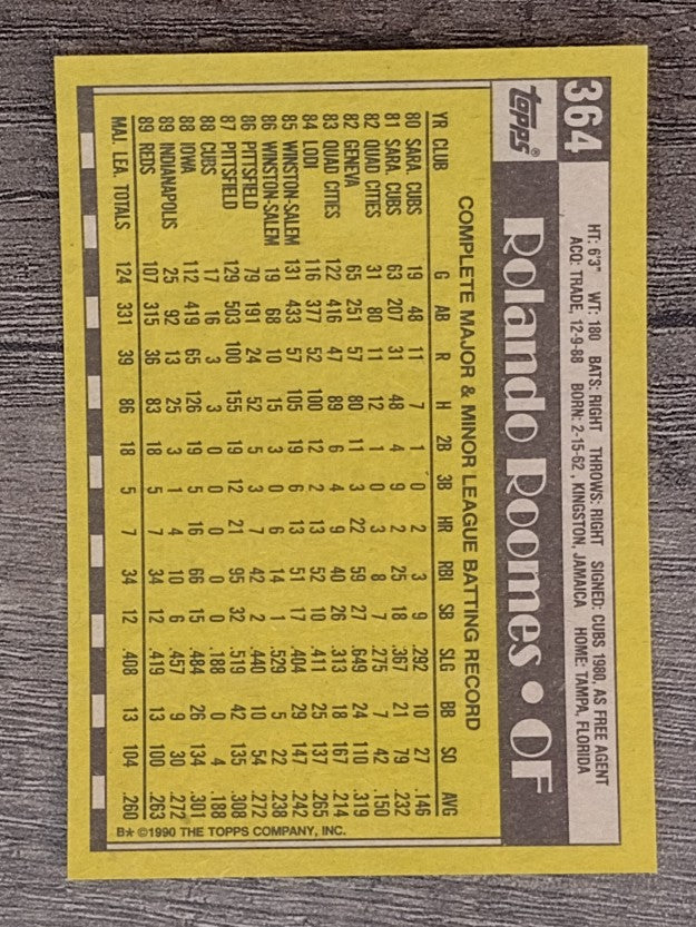 1990 Topps #364 Rolando Roomes