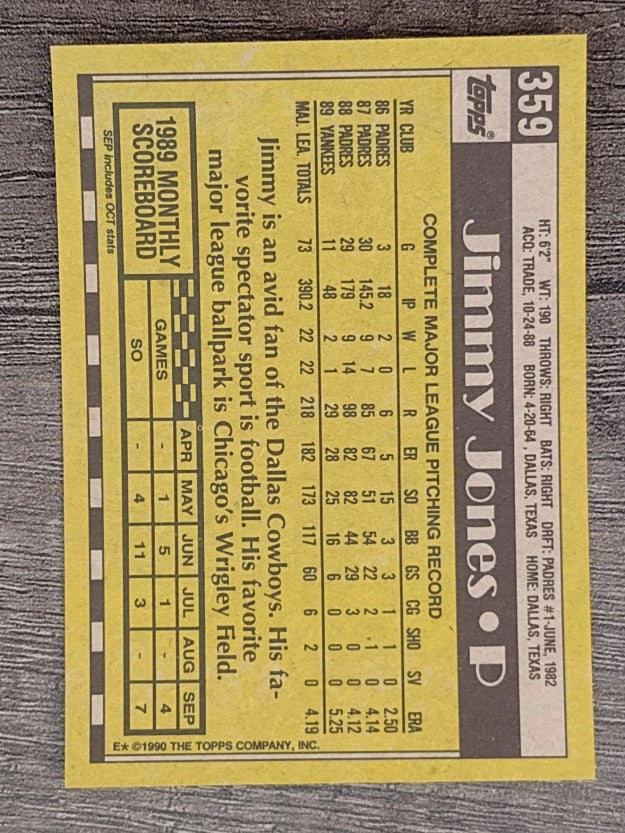 1990 Topps #359 Jimmy Jones