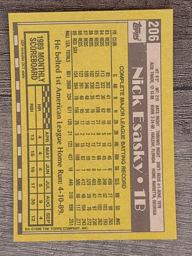 1990 Topps #206 Nick Esasky