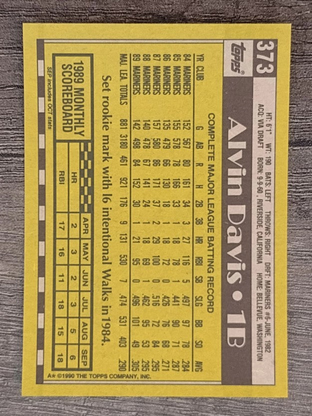 1990 Topps #373 Alvin Davis