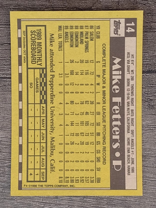 1990 Topps #14 Mike Fetters RC