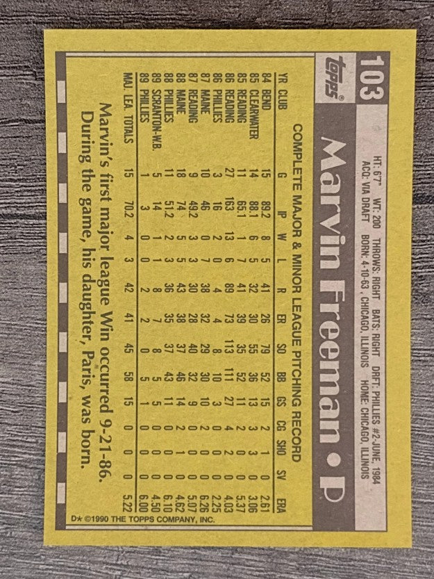1990 Topps #103 Marvin Freeman