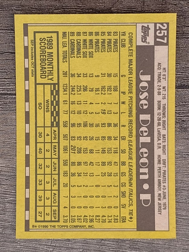 1990 Topps #257 Jose DeLeon