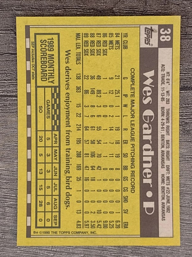 1990 Topps #38 Wes Gardner