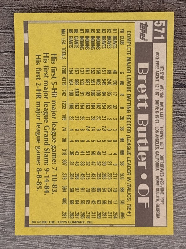 1990 Topps #571 Brett Butler