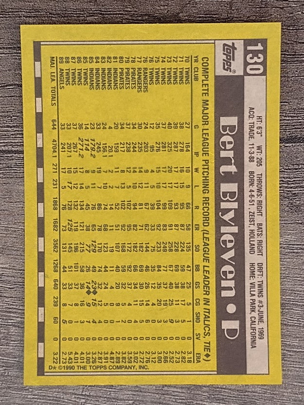 1990 Topps #130 Bert Blyleven