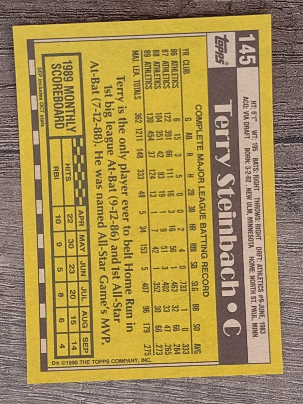 1990 Topps #145 Terry Steinbach
