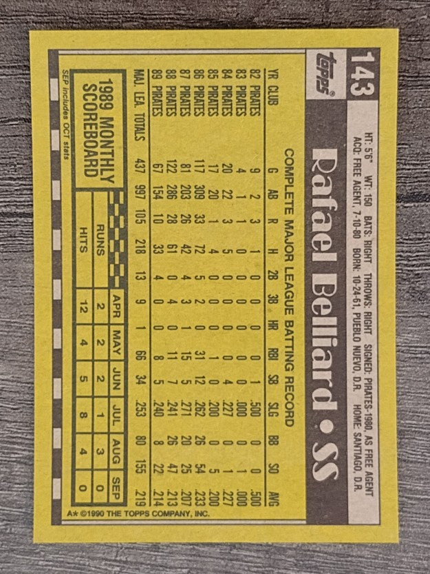 1990 Topps #143 Rafael Belliard