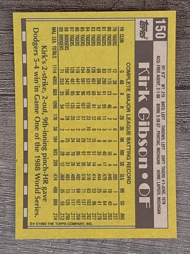 1990 Topps #150 Kirk Gibson