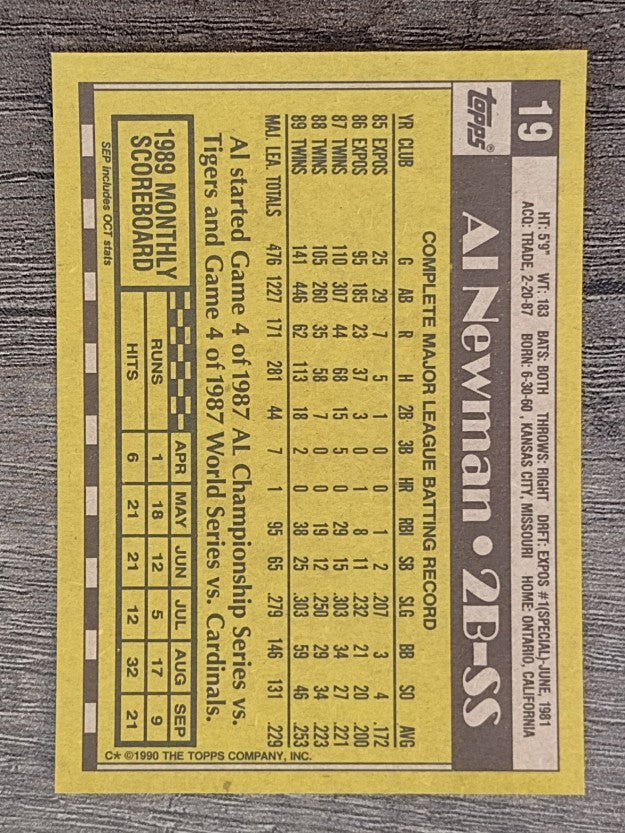 1990 Topps #19 Al Newman