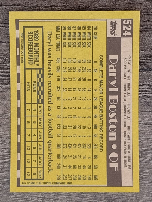 1990 Topps #524 Daryl Boston