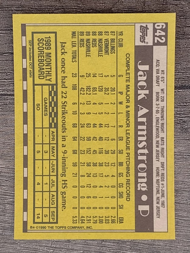 1990 Topps #642 Jack Armstrong