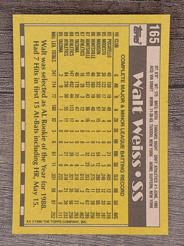 1990 Topps #165 Walt Weiss