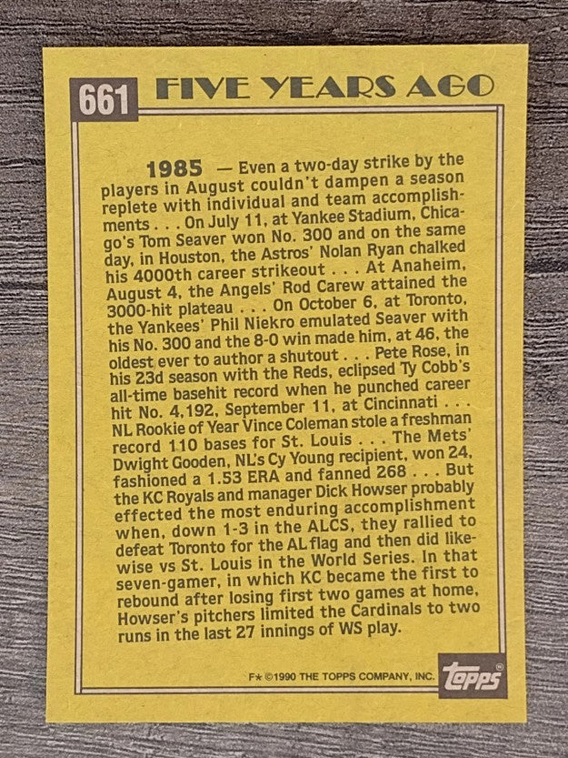 1990 Topps #661 Dick Howser TBC'85