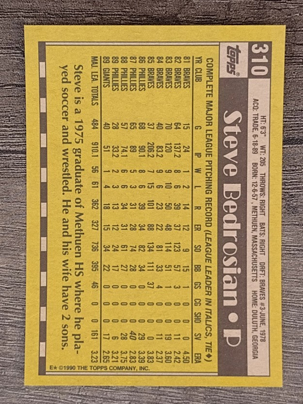 1990 Topps #310 Steve Bedrosian