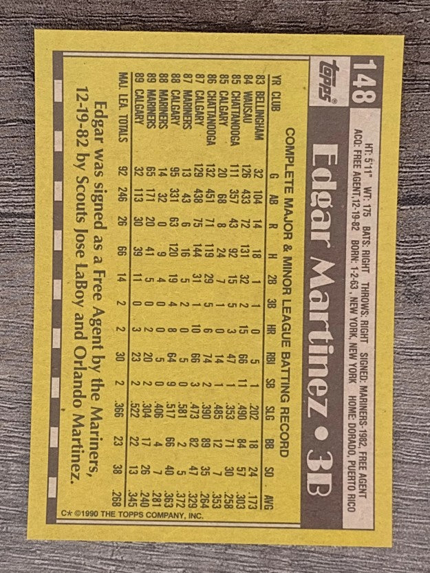 1990 Topps #148 Edgar Martinez