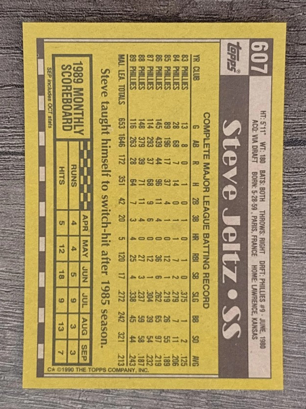 1990 Topps #607 Steve Jeltz