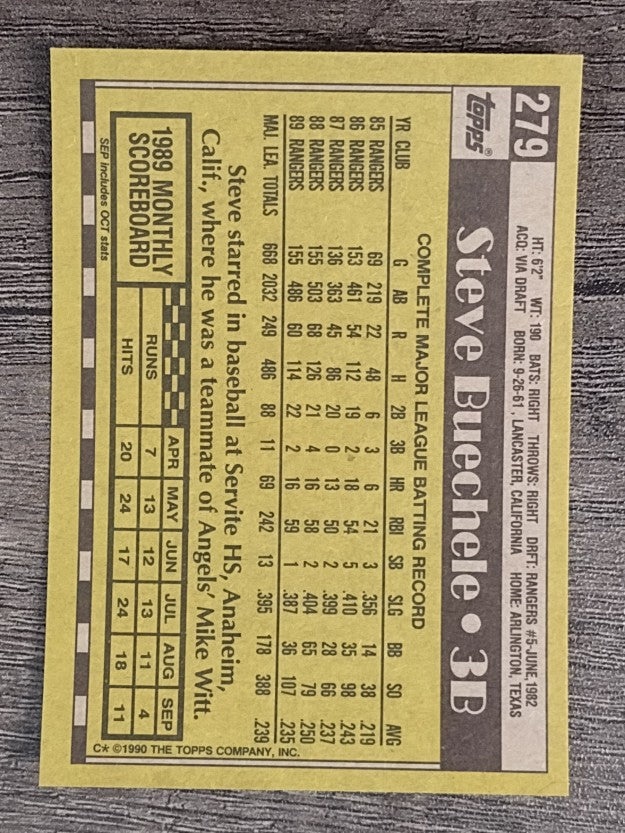 1990 Topps #279 Steve Buechele