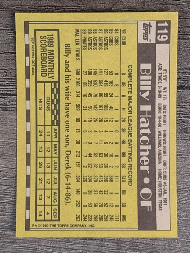 1990 Topps #119 Billy Hatcher