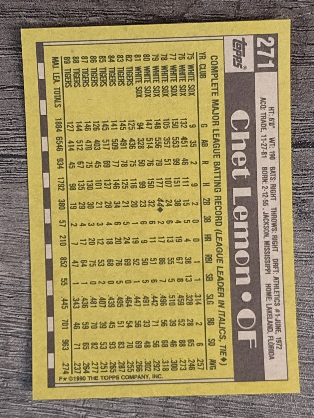 1990 Topps #271 Chet Lemon
