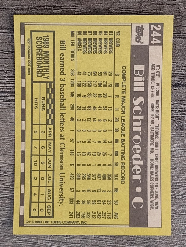 1990 Topps #244 Bill Schroeder